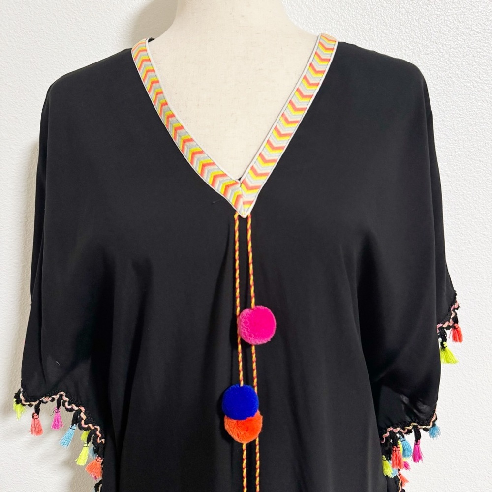 NEW La Moda True Colours Tassel Trim Caftan Tunic Swim Cover - Picture 3 of 10